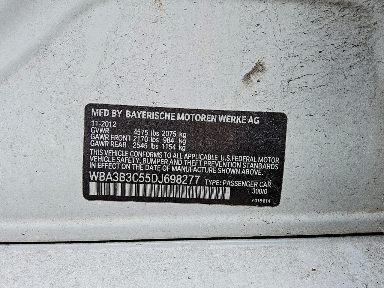 2013 Bmw 328 Xi Белый vin: WBA3B3C55DJ698277