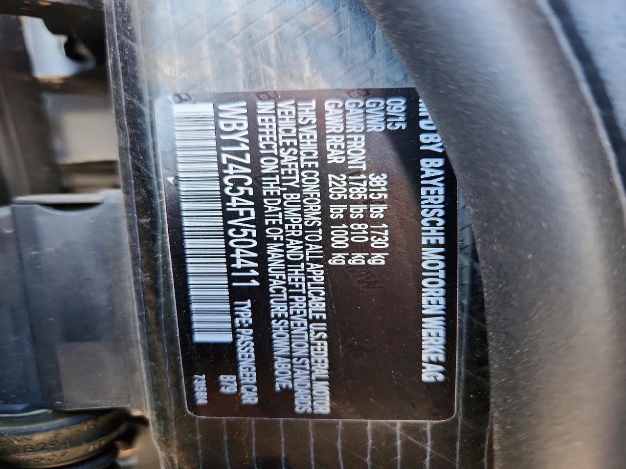 2015 Bmw I3 Rex Gray vin: WBY1Z4C54FV504411