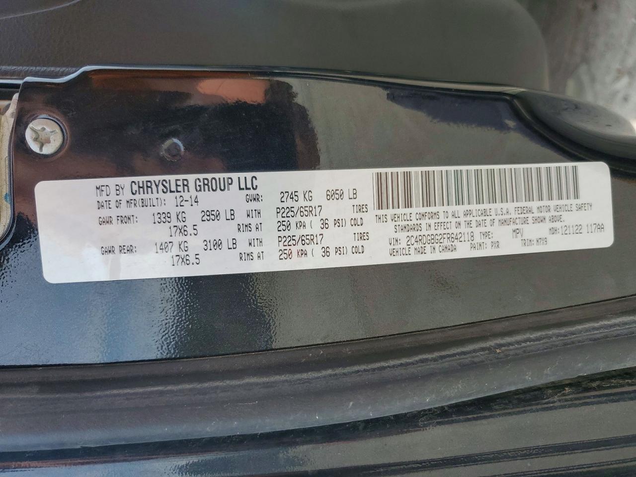 2015 Dodge Grand Caravan Se Черный vin: 2C4RDGBG2FR642118