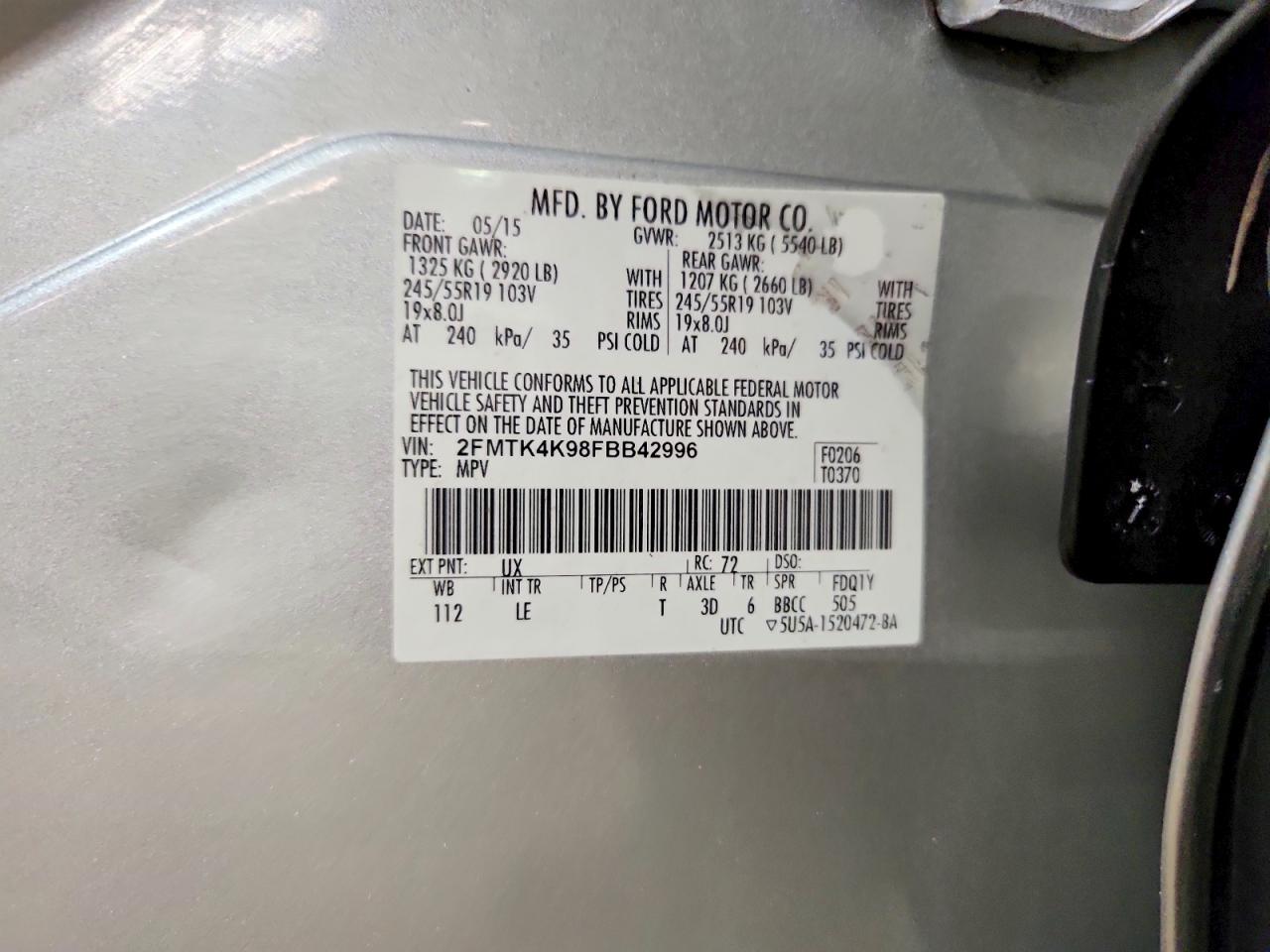 2015 Ford Edge Titanium Silver vin: 2FMTK4K98FBB42996