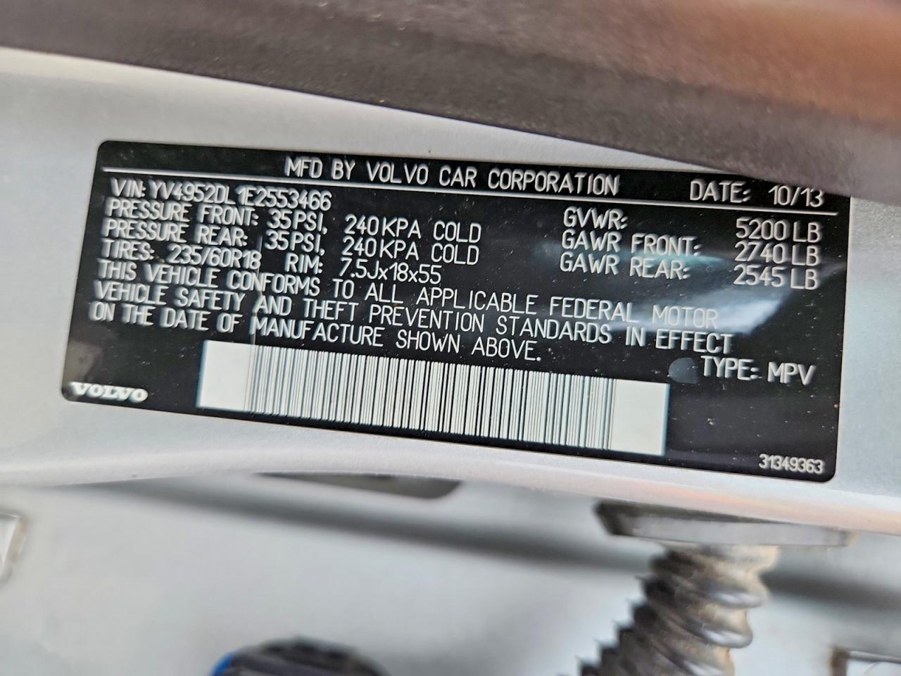 2014 Volvo Xc60 3.2 Silver vin: YV4952DL1E2553466