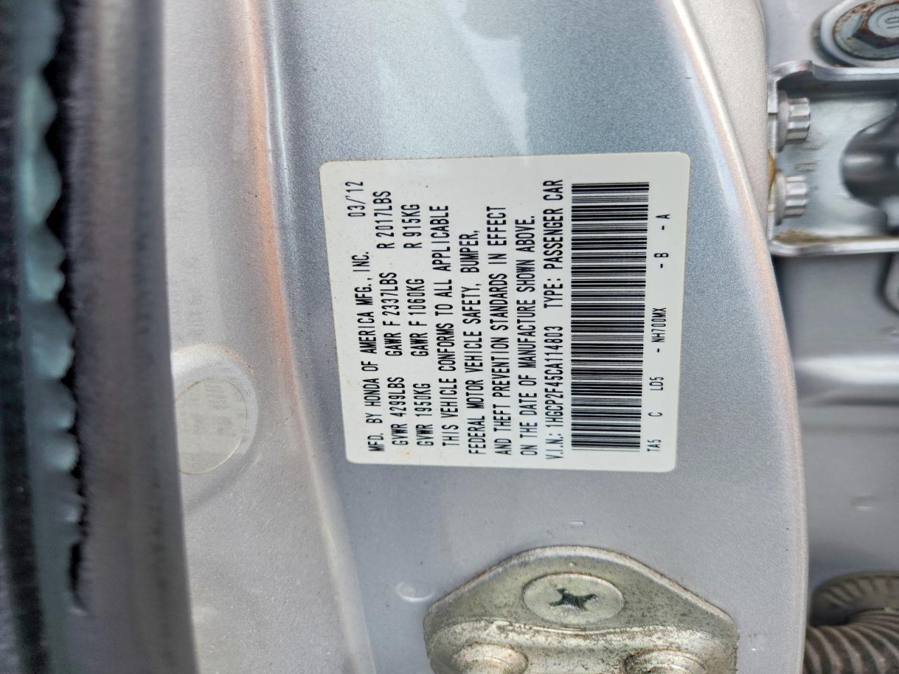 2012 Honda Accord Lxp Silver vin: 1HGCP2F45CA114803