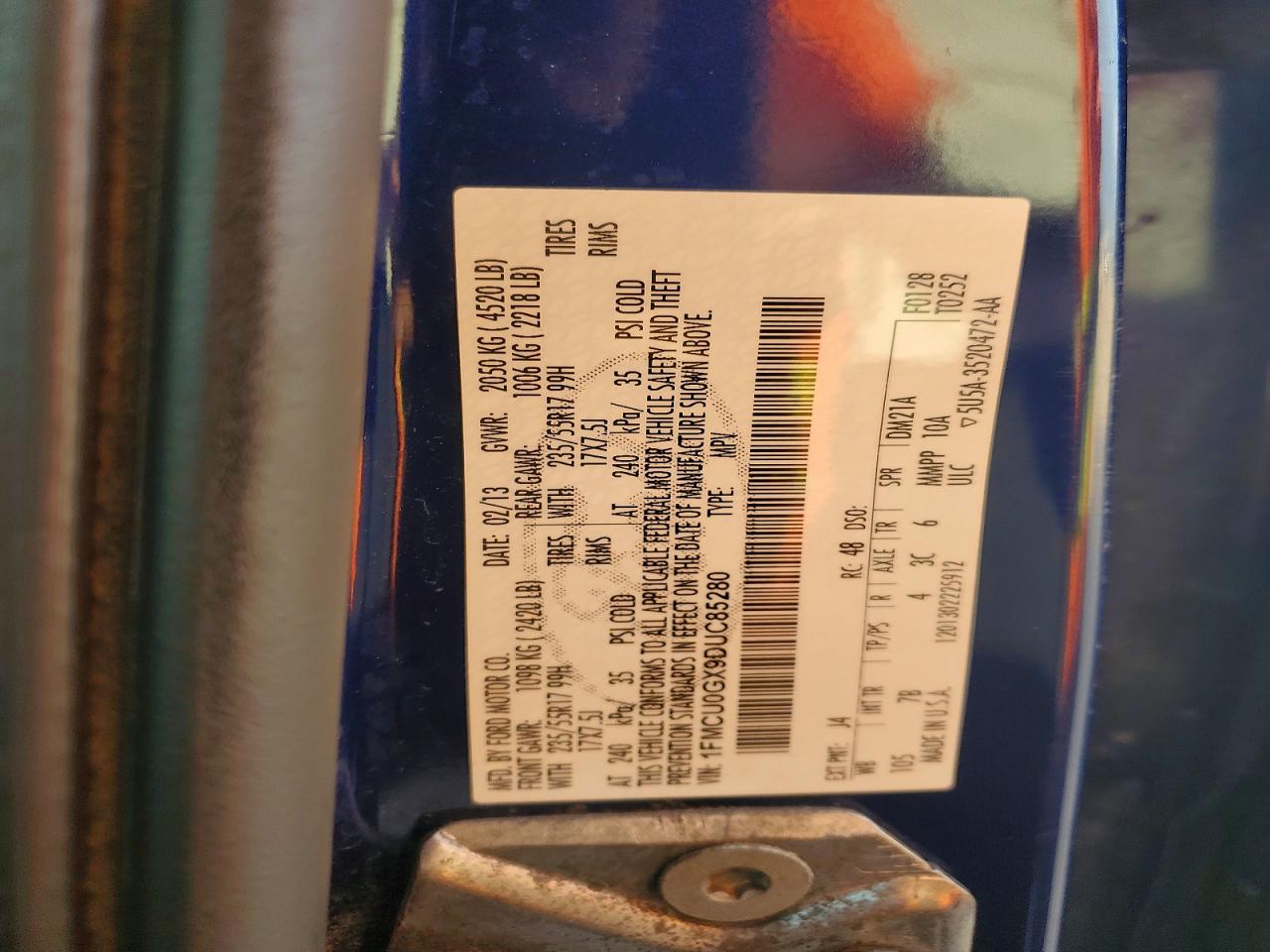 2013 Ford Escape Se Blue vin: 1FMCU0GX9DUC85280