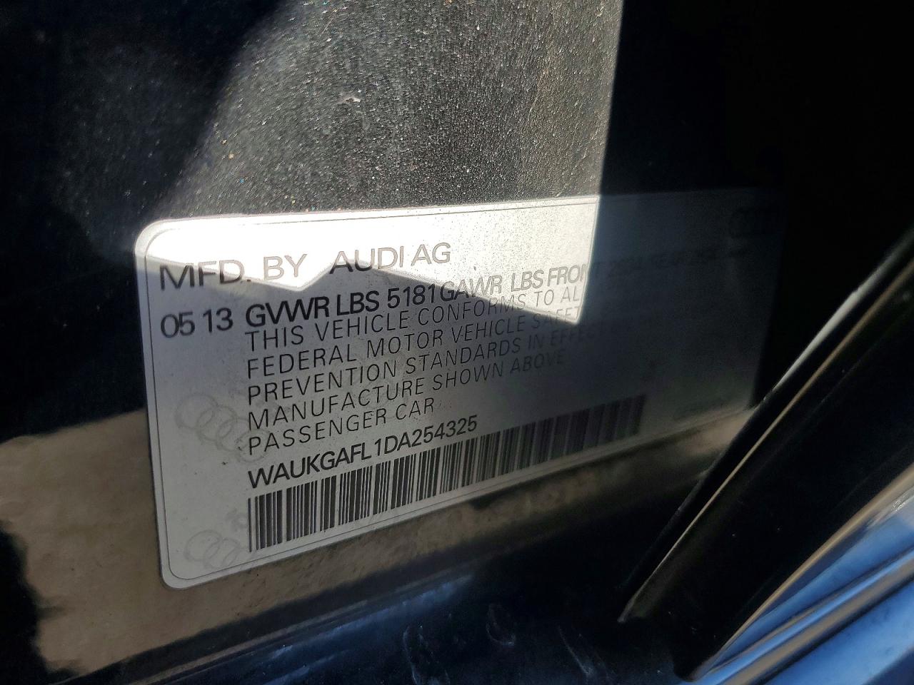 2013 Audi S4 Prestige Charcoal vin: WAUKGAFL1DA254325