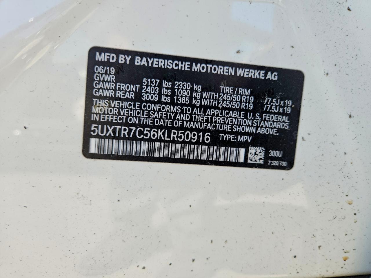 2019 Bmw X3 Sdrive30i White vin: 5UXTR7C56KLR50916