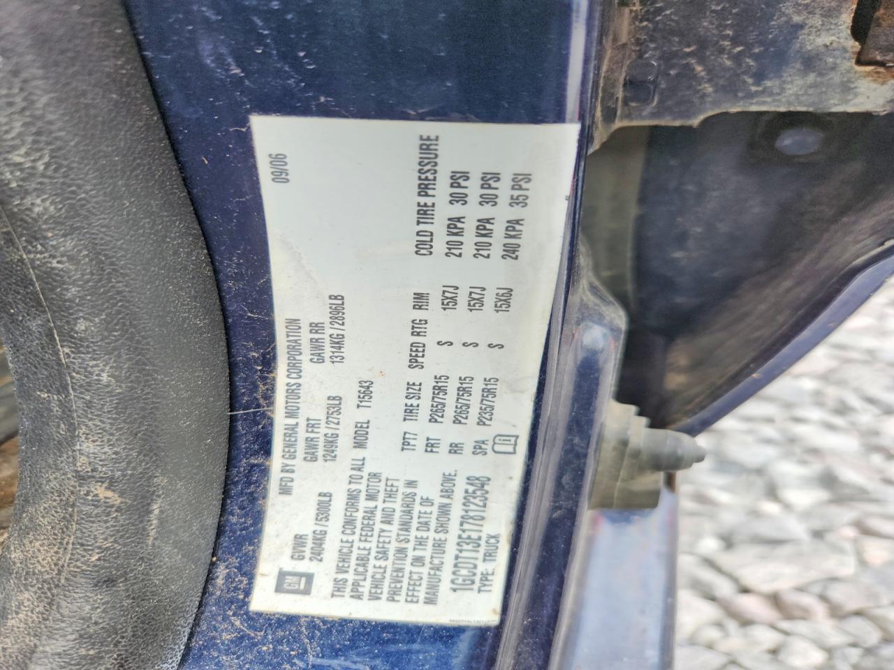 2007 Chevrolet Colorado Blue vin: 1GCDT13E178123548
