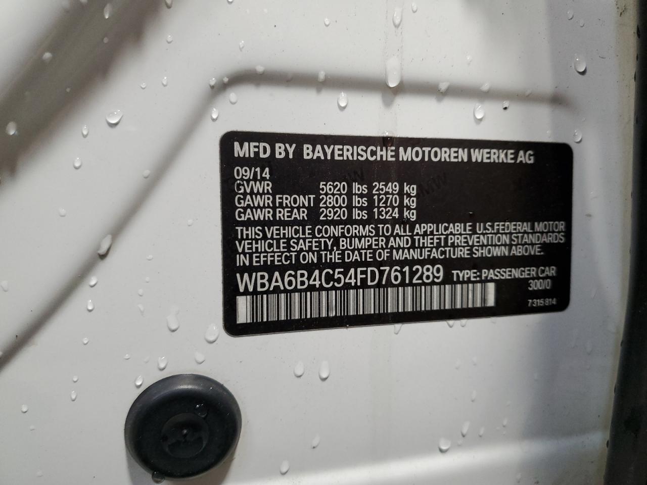 2015 Bmw 650 Xi Gran Coupe White vin: WBA6B4C54FD761289