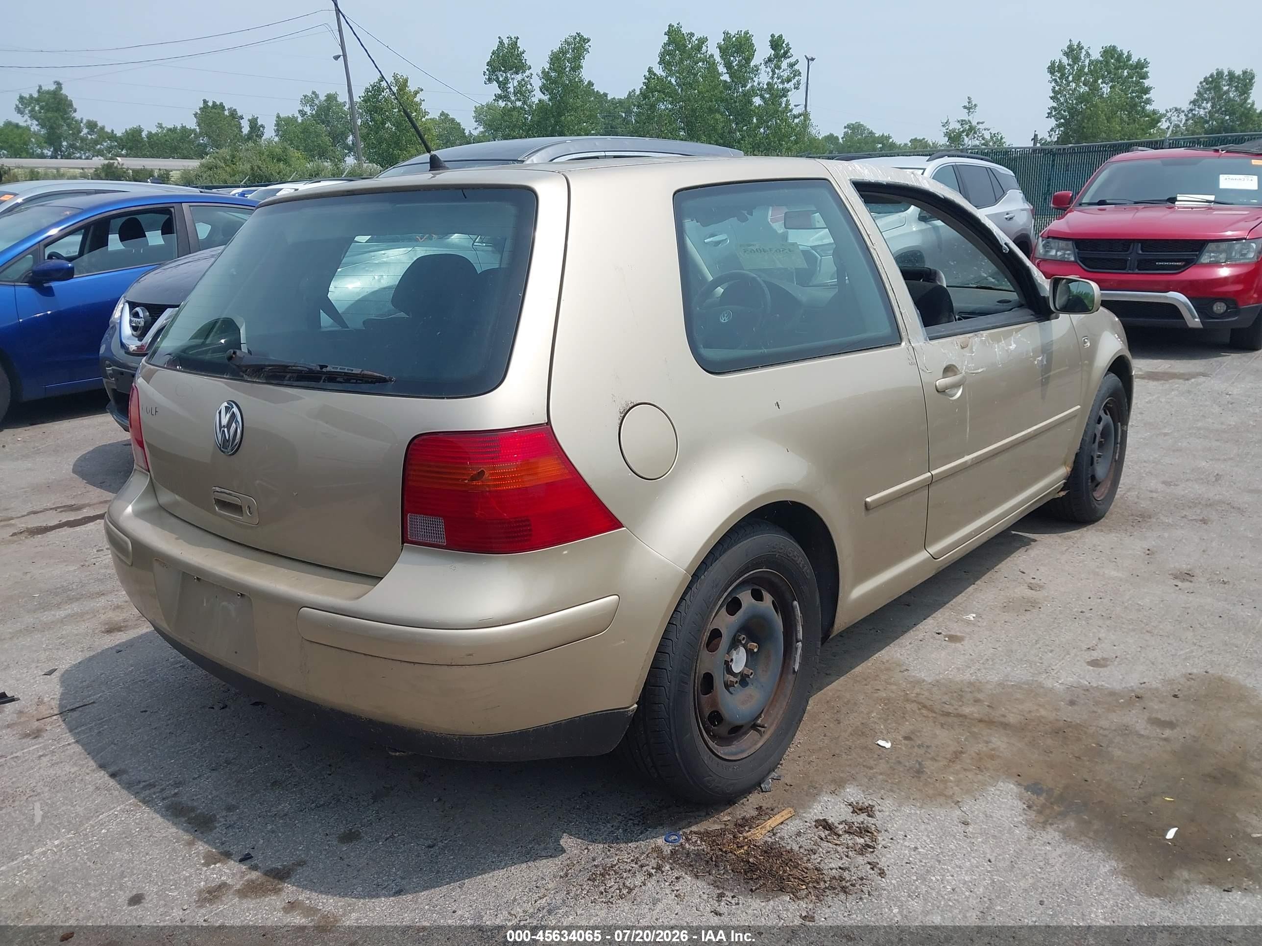 2003 Volkswagen Golf   Gold vin: 9BWBK61J234058983
