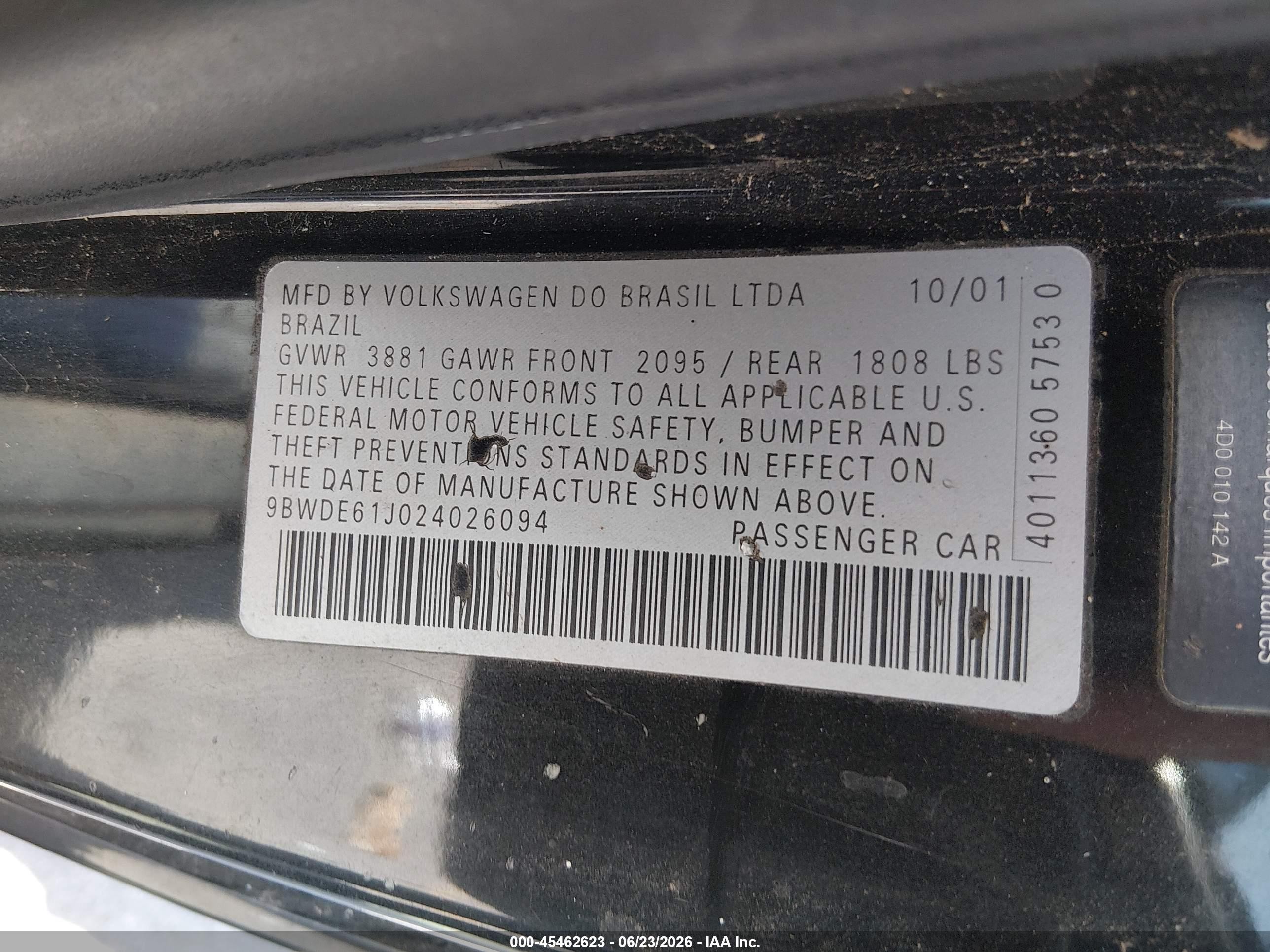 2002 Volkswagen Gti 1.8l Black vin: 9BWDE61J024026094