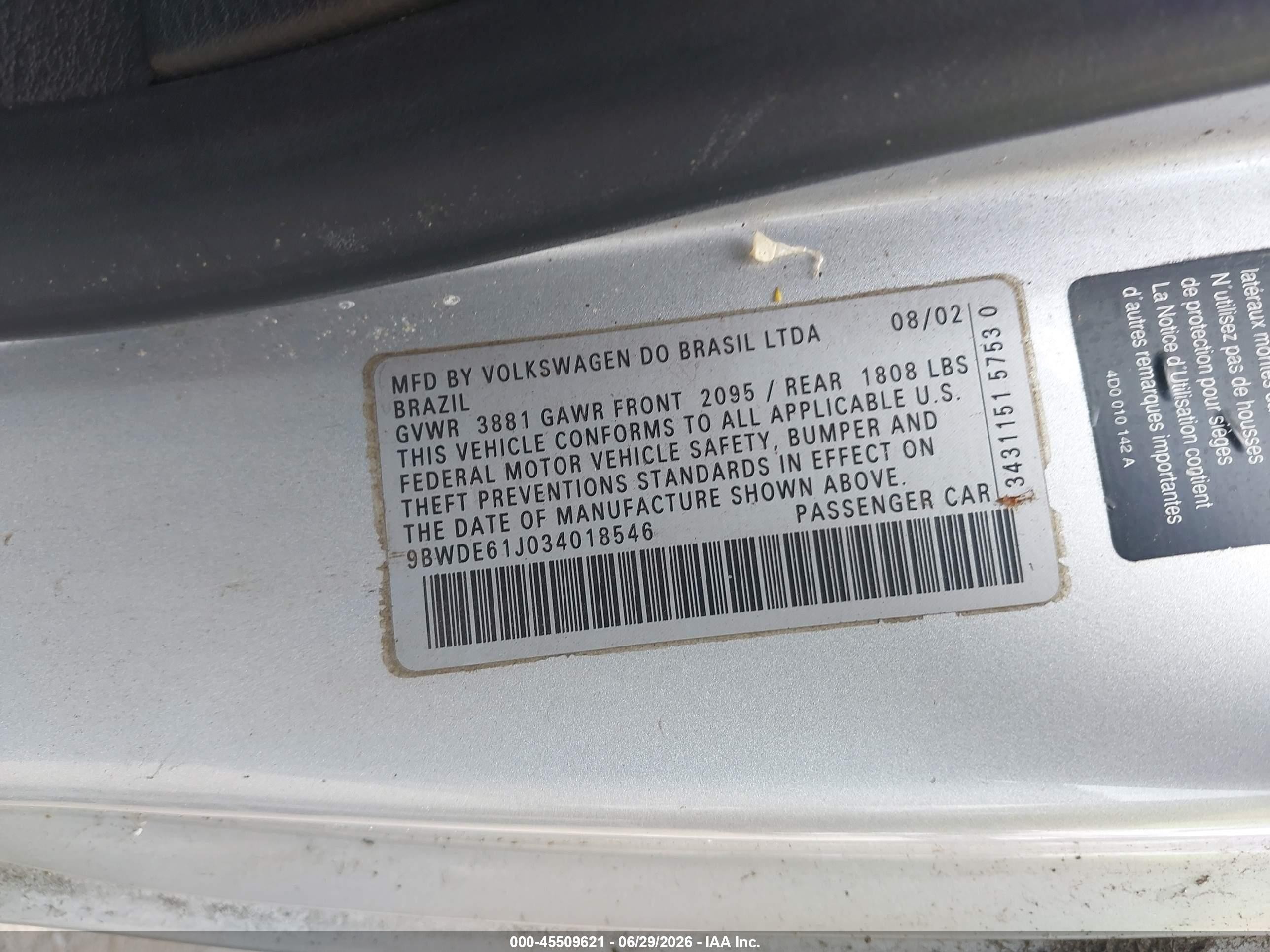 2003 Volkswagen Gti 1.8t Silver vin: 9BWDE61J034018546