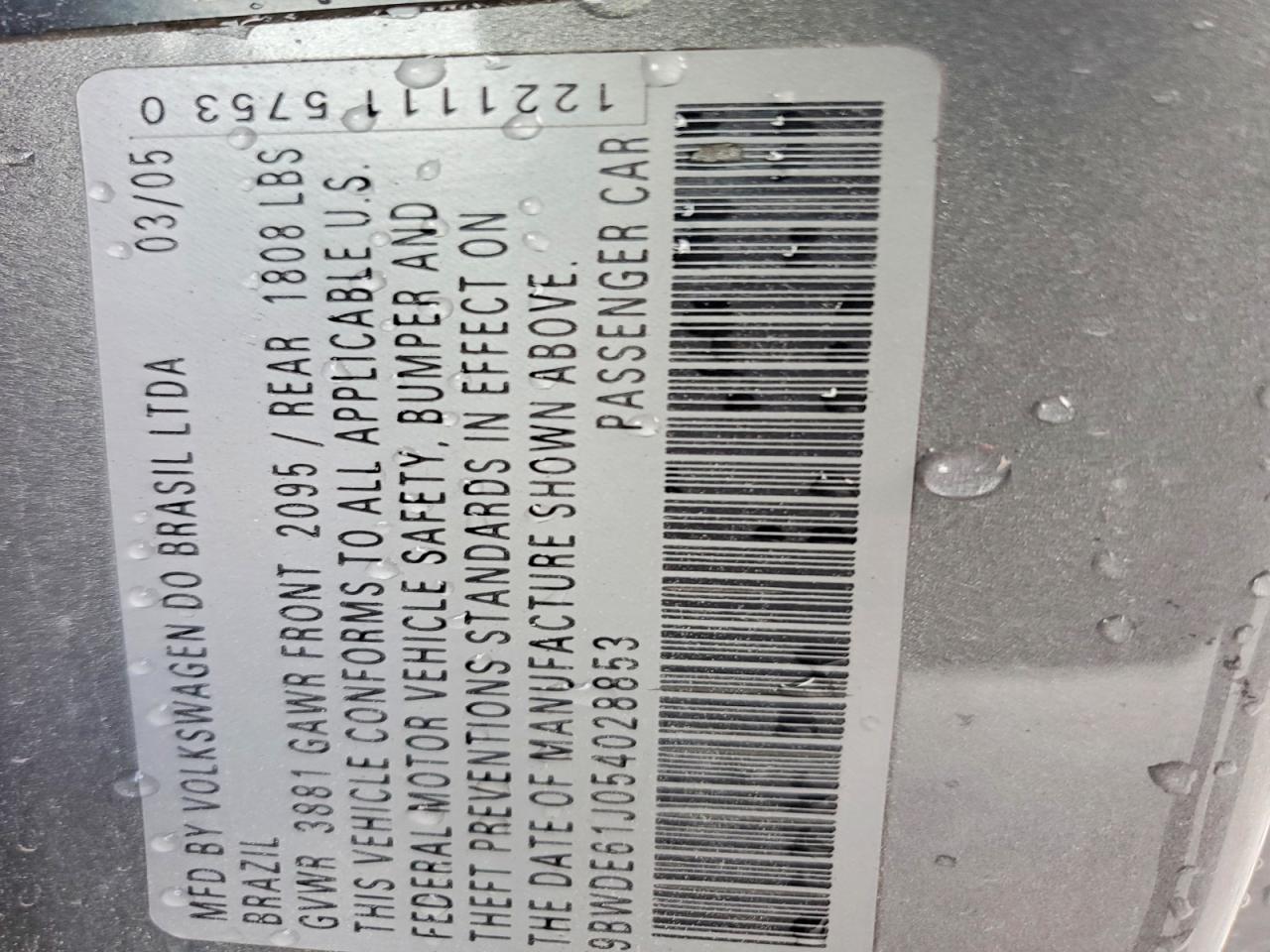 2005 Volkswagen Gti Silver vin: 9BWDE61J054028853