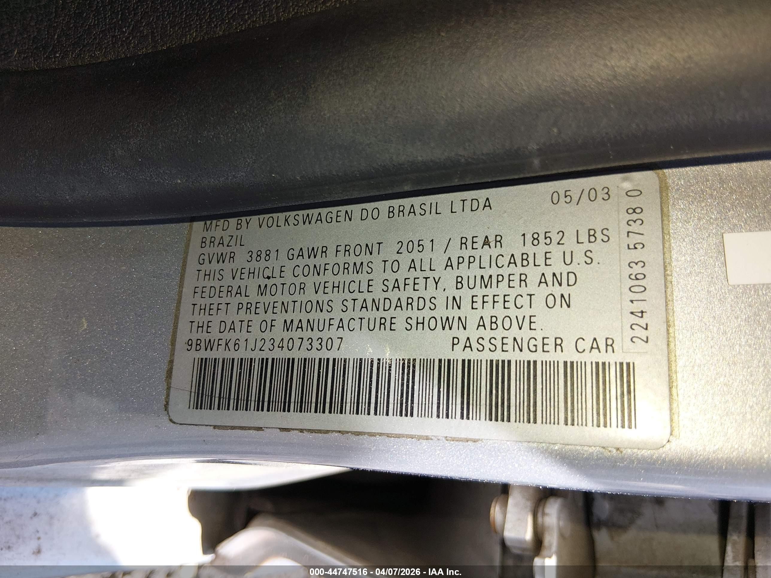 2003 Volkswagen Golf Gl 2.0l Silver vin: 9BWFK61J234073307