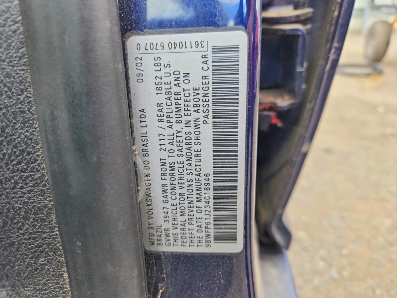 2003 Volkswagen Golf Gl Tdi Blue vin: 9BWFP61J234016946