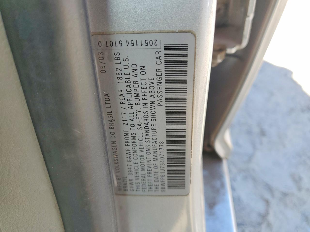 2003 Volkswagen Golf Gl Tdi Silver vin: 9BWFP61J734071778