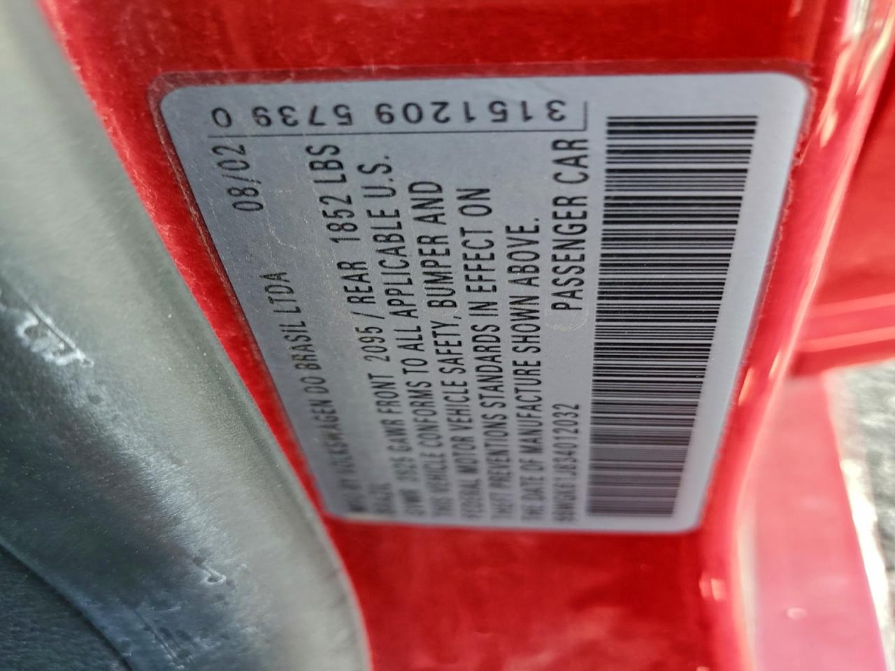 2003 Volkswagen Golf Gls Red vin: 9BWGK61J834012032