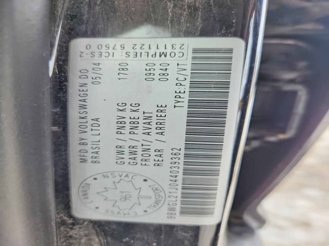 2004 Volkswagen Golf Gls Black vin: 9BWGL21J044039362