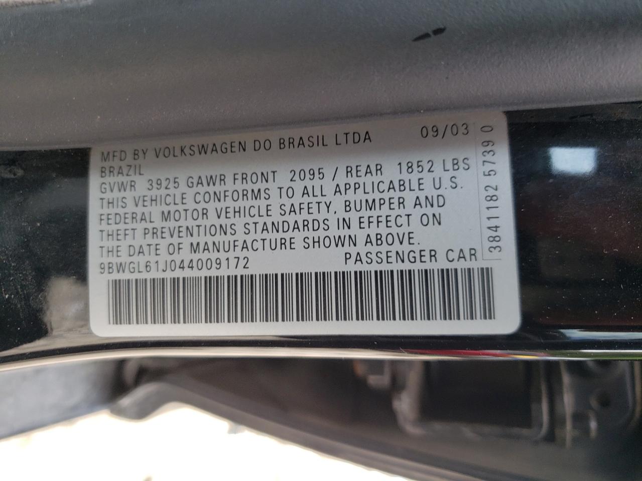 2004 Volkswagen Golf Gls Black vin: 9BWGL61J044009172