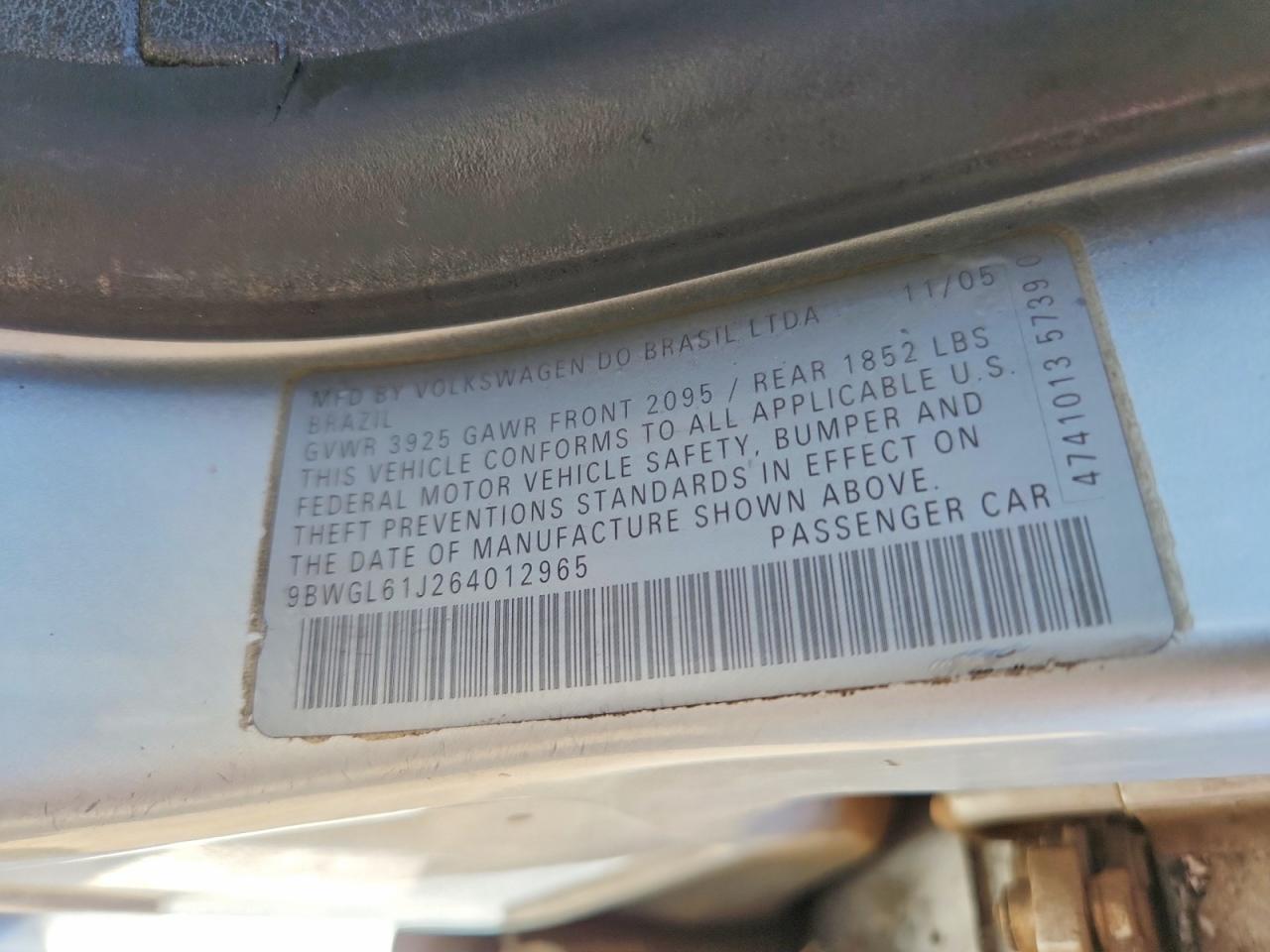 2006 Volkswagen Golf Gls Gray vin: 9BWGL61J264012965