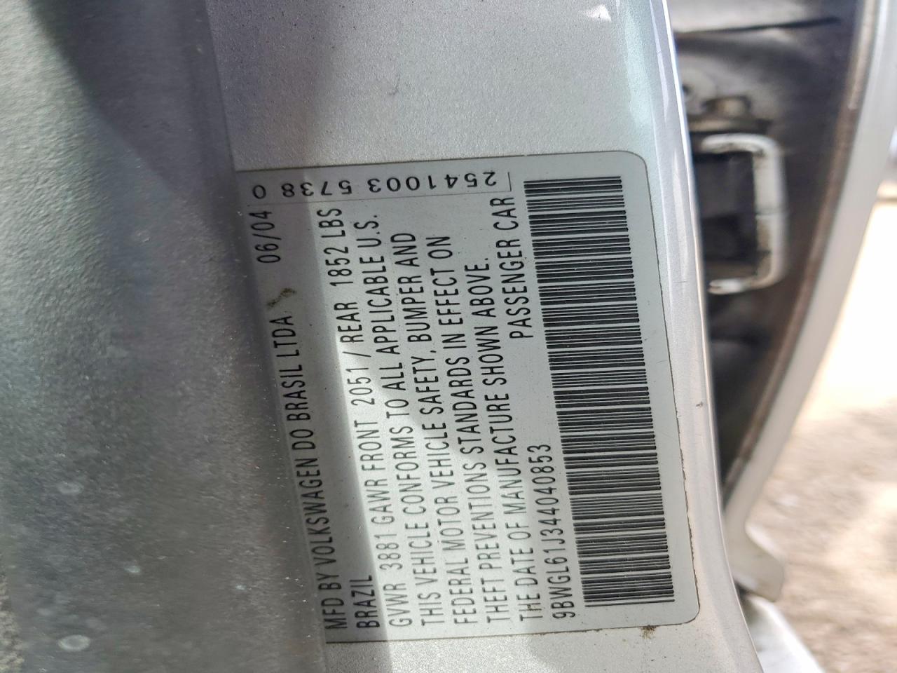 2004 Volkswagen Golf Gls Silver vin: 9BWGL61J344040853