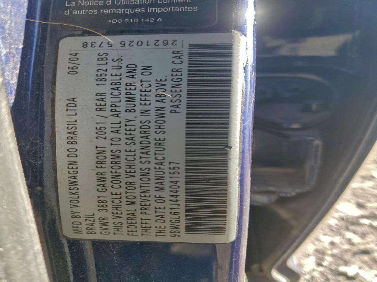 2004 Volkswagen Golf Gls Blue vin: 9BWGL61J444041557