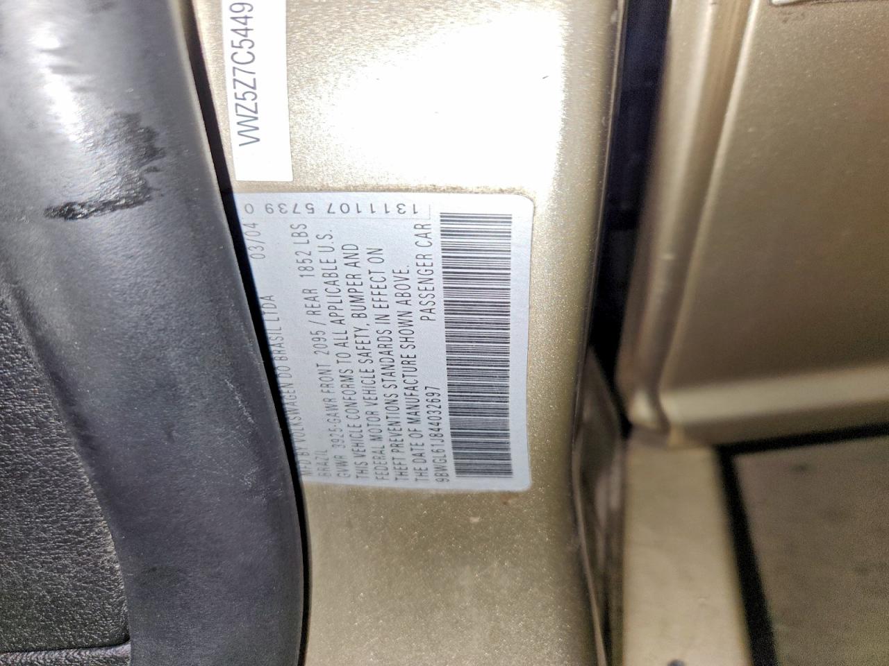 2004 Volkswagen Golf Gls Cream vin: 9BWGL61J844032697