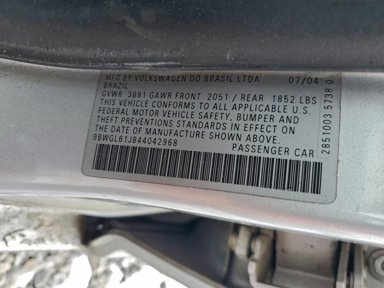 2004 Volkswagen Golf Gls Silver vin: 9BWGL61J844042968