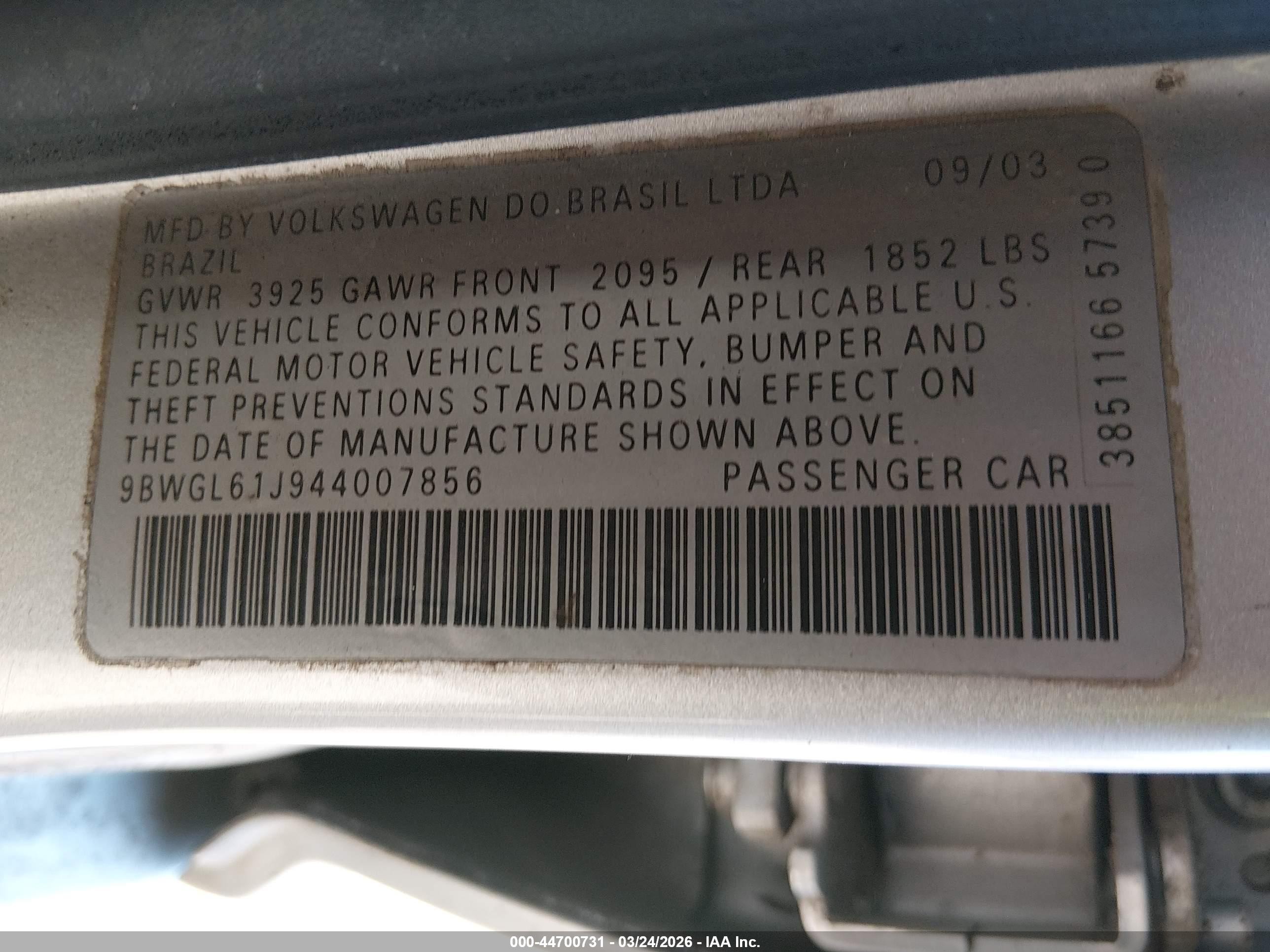 2004 Volkswagen Golf Gls 2.0l Серебряный vin: 9BWGL61J944007856