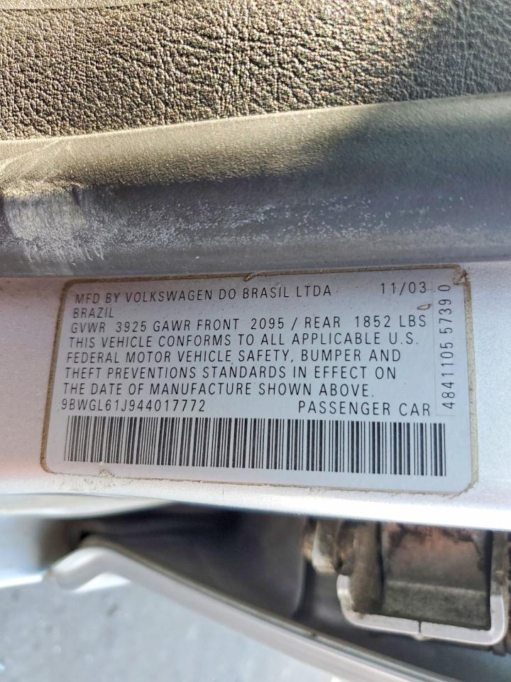 2004 Volkswagen Golf Gls Silver vin: 9BWGL61J944017772
