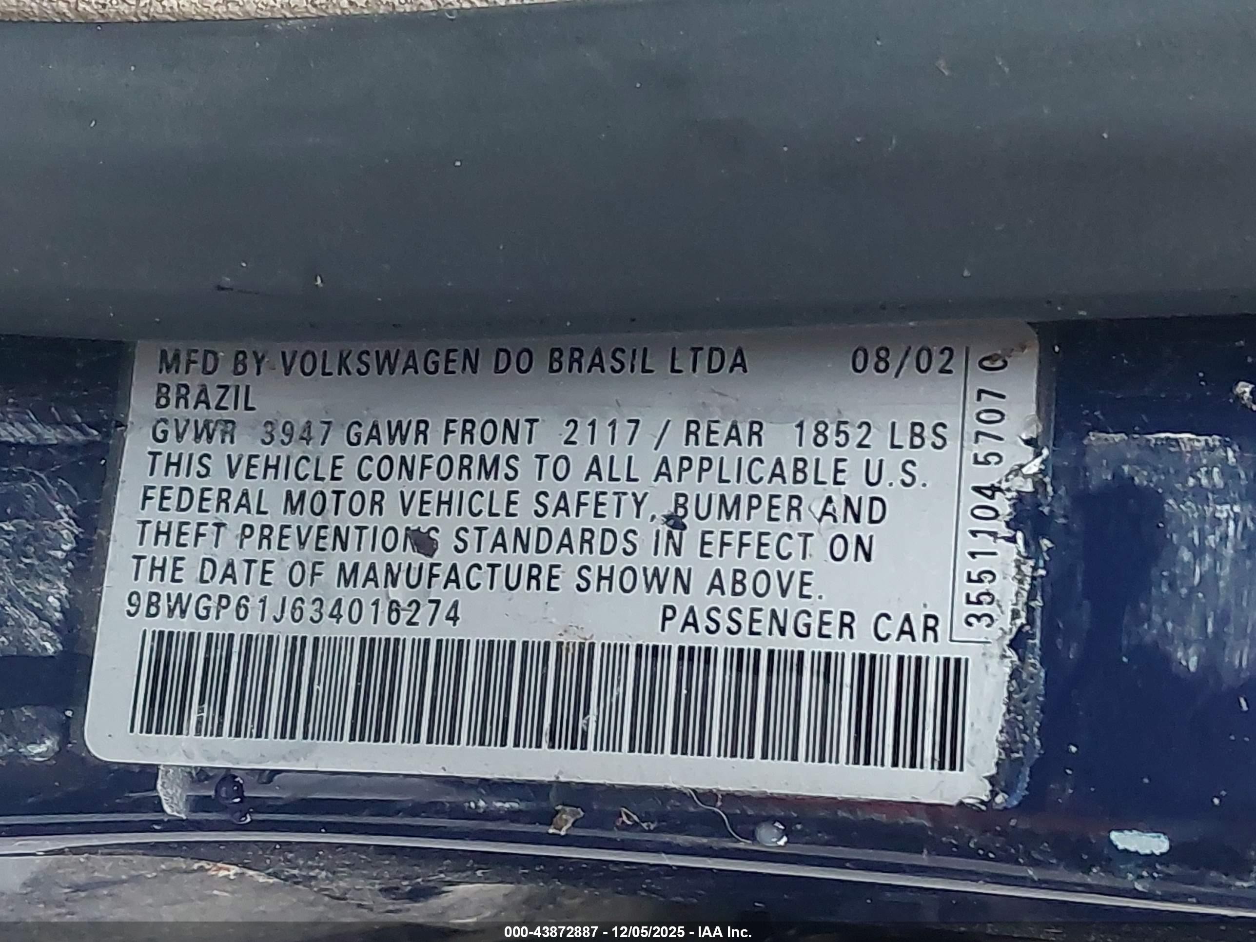 2003 Volkswagen Golf Gls Tdi Dark Blue vin: 9BWGP61J634016274