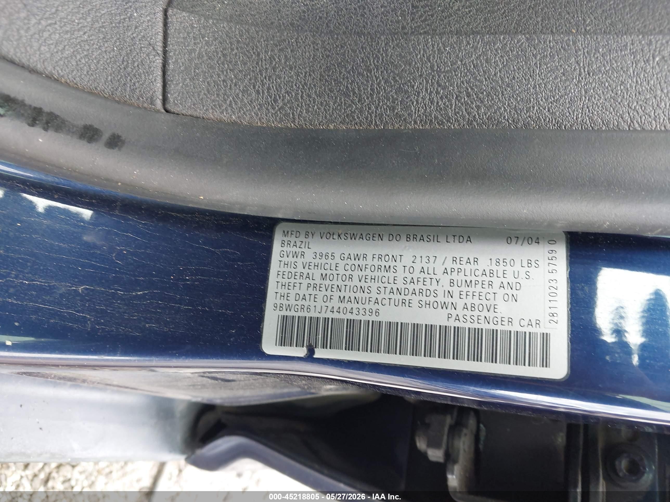 2004 Volkswagen Golf Gls Tdi Navy vin: 9BWGR61J744043396