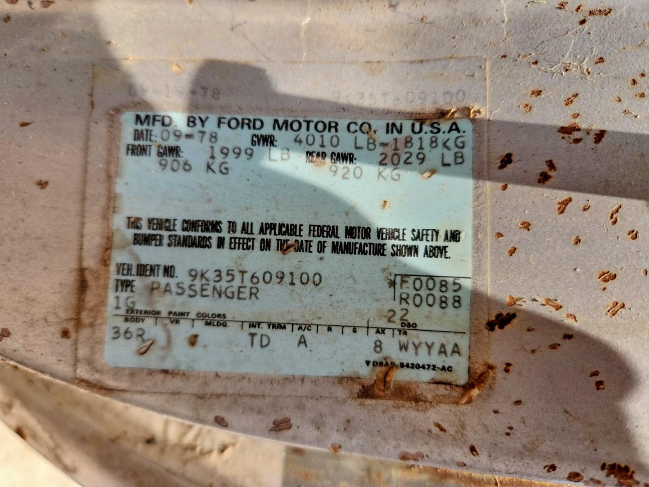 1979 Mercury Zephyr Two Tone vin: 9K35T609100