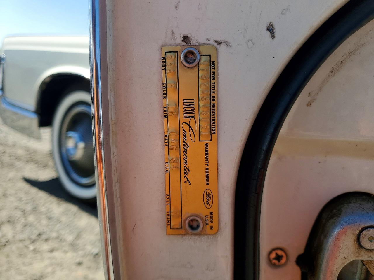 1969 Lincoln Continental Белый vin: 9Y82A848051