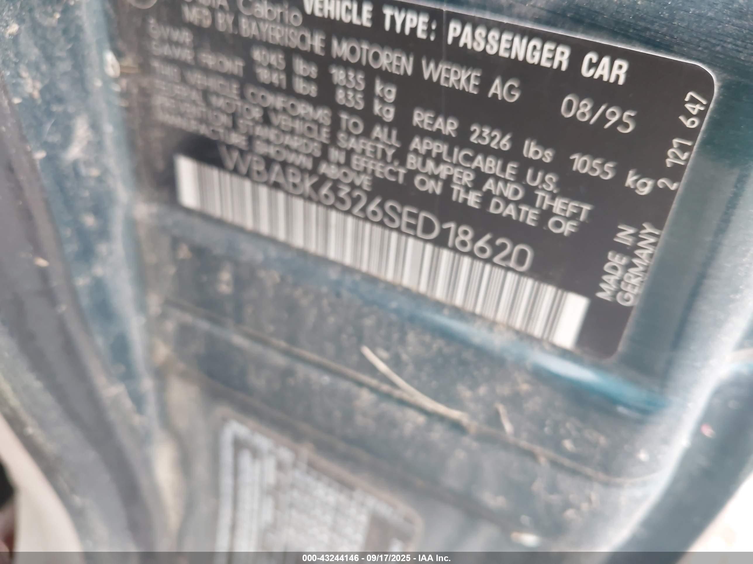1995 Bmw 318i Ic Automatic Зеленый vin: ABK6326SED18620  