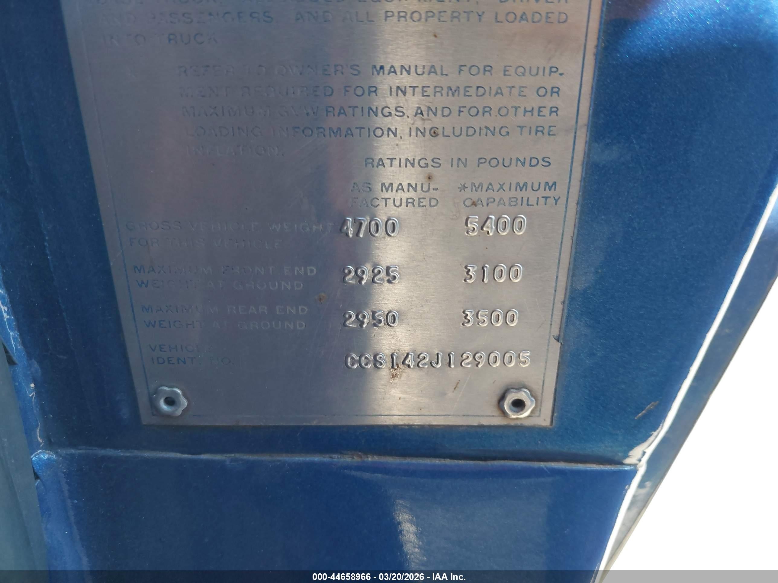 1972 Chevrolet C10   Blue vin: CCS142J129005    