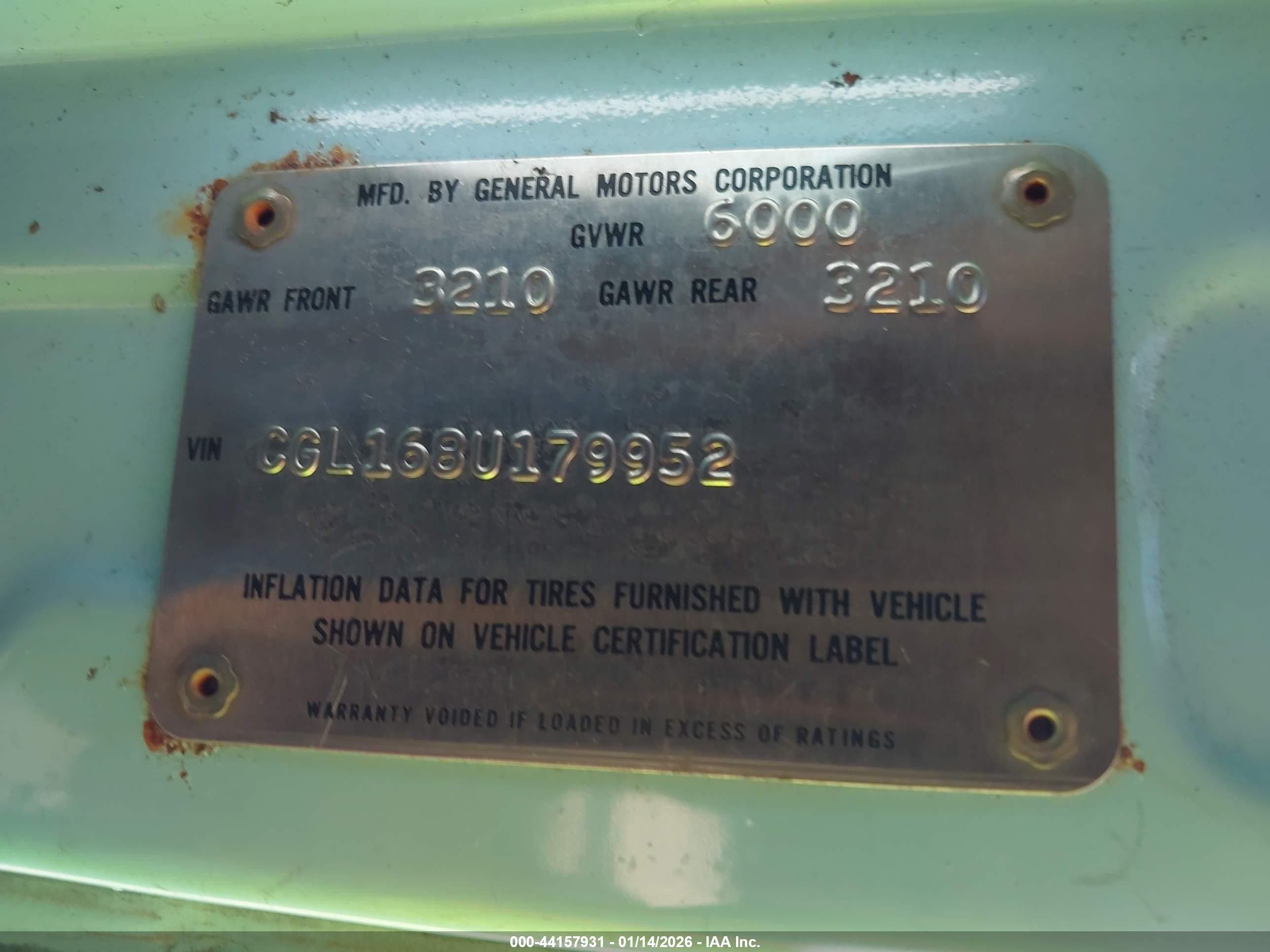 1978 Chevrolet Van   Синий vin: CGL168U179952    