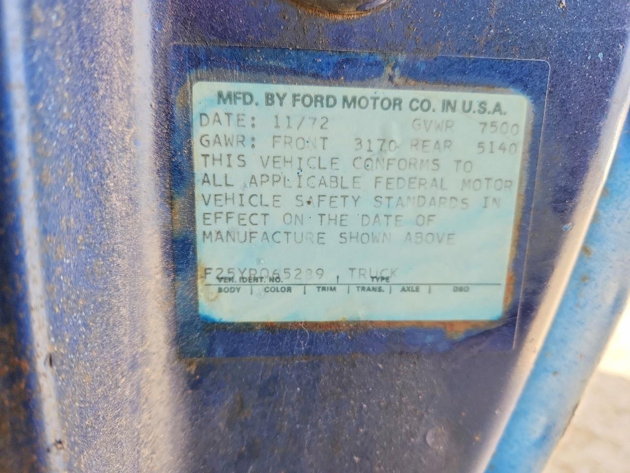 1973 Ford F250 Белый vin: F25YRQ65289