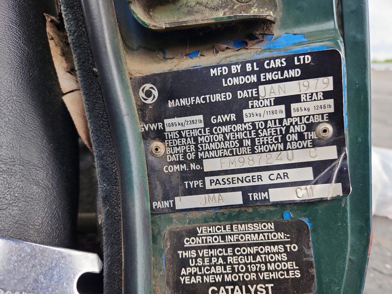 1979 Triumph Car Spitfire 1500 Blue vin: FM98724UC