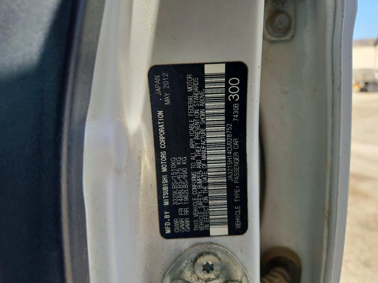 2012 Mitsubishi I Miev Es White vin: JA3215H14CU028752