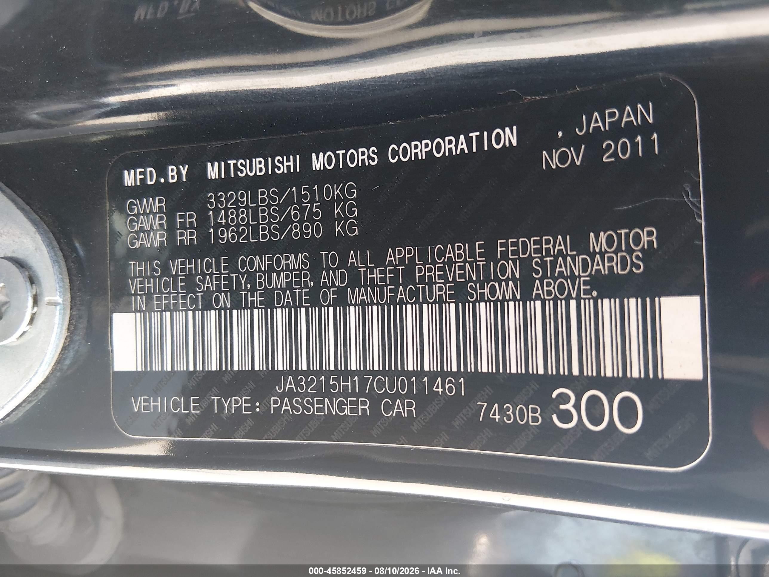2012 Mitsubishi I-miev Es/se White vin: JA3215H17CU011461