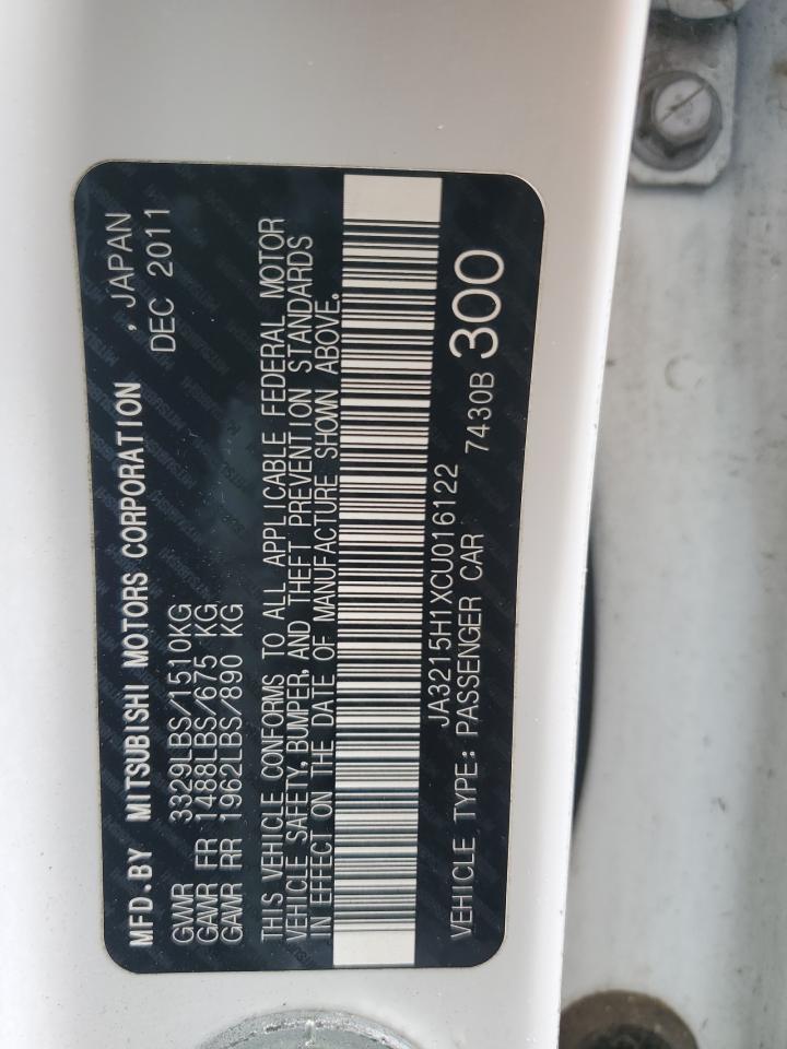 2012 Mitsubishi I Miev Es White vin: JA3215H1XCU016122
