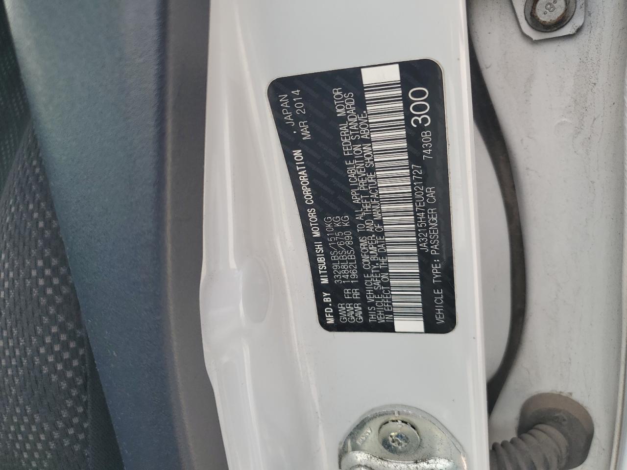 2014 Mitsubishi I Miev Es White vin: JA3215H47EU021727