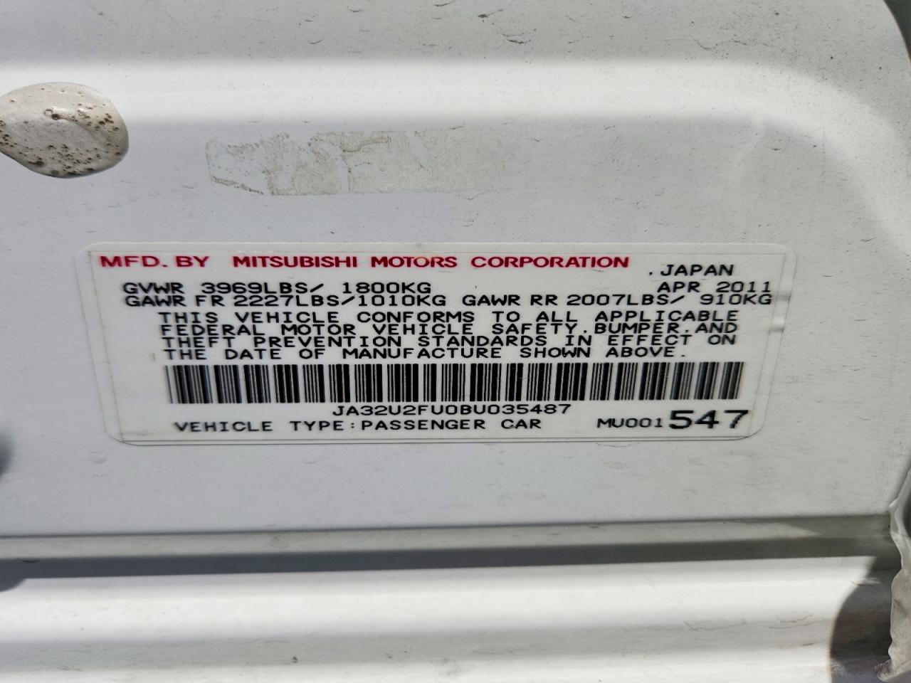 2011 Mitsubishi Lancer Es/es Sport White vin: JA32U2FU0BU035487