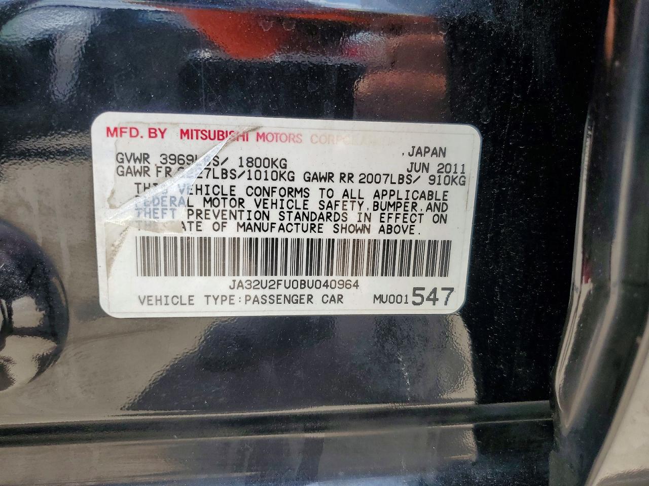 2011 Mitsubishi Lancer Es/es Sport Black vin: JA32U2FU0BU040964