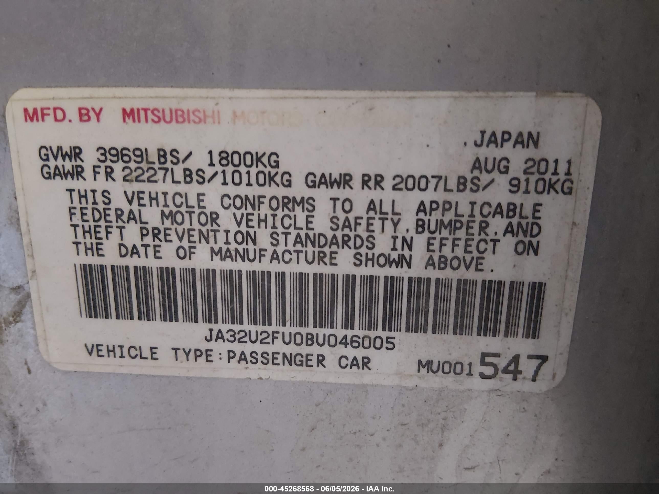 2011 Mitsubishi Lancer Es Silver vin: JA32U2FU0BU046005