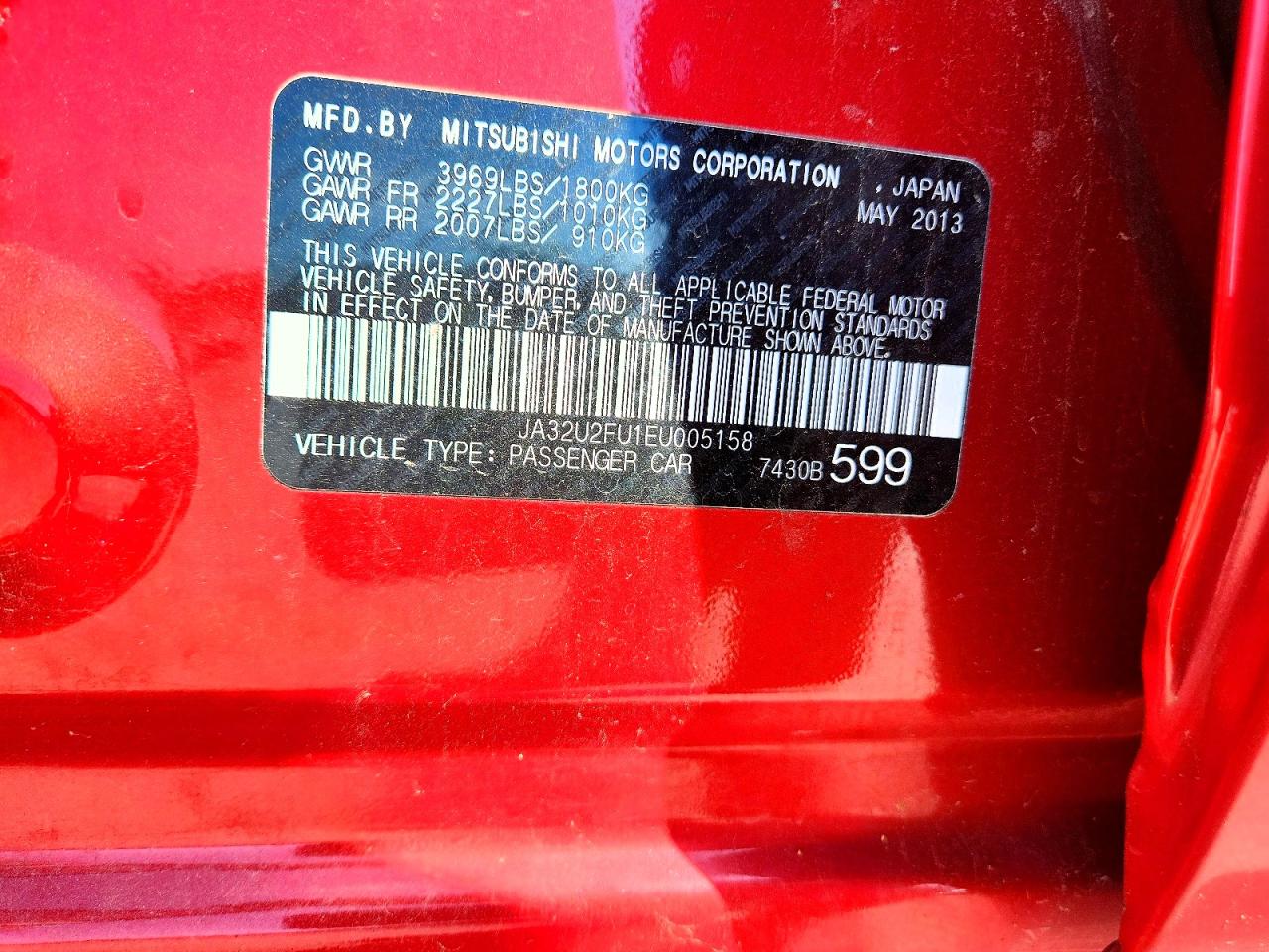 2014 Mitsubishi Lancer Es Red vin: JA32U2FU1EU005158