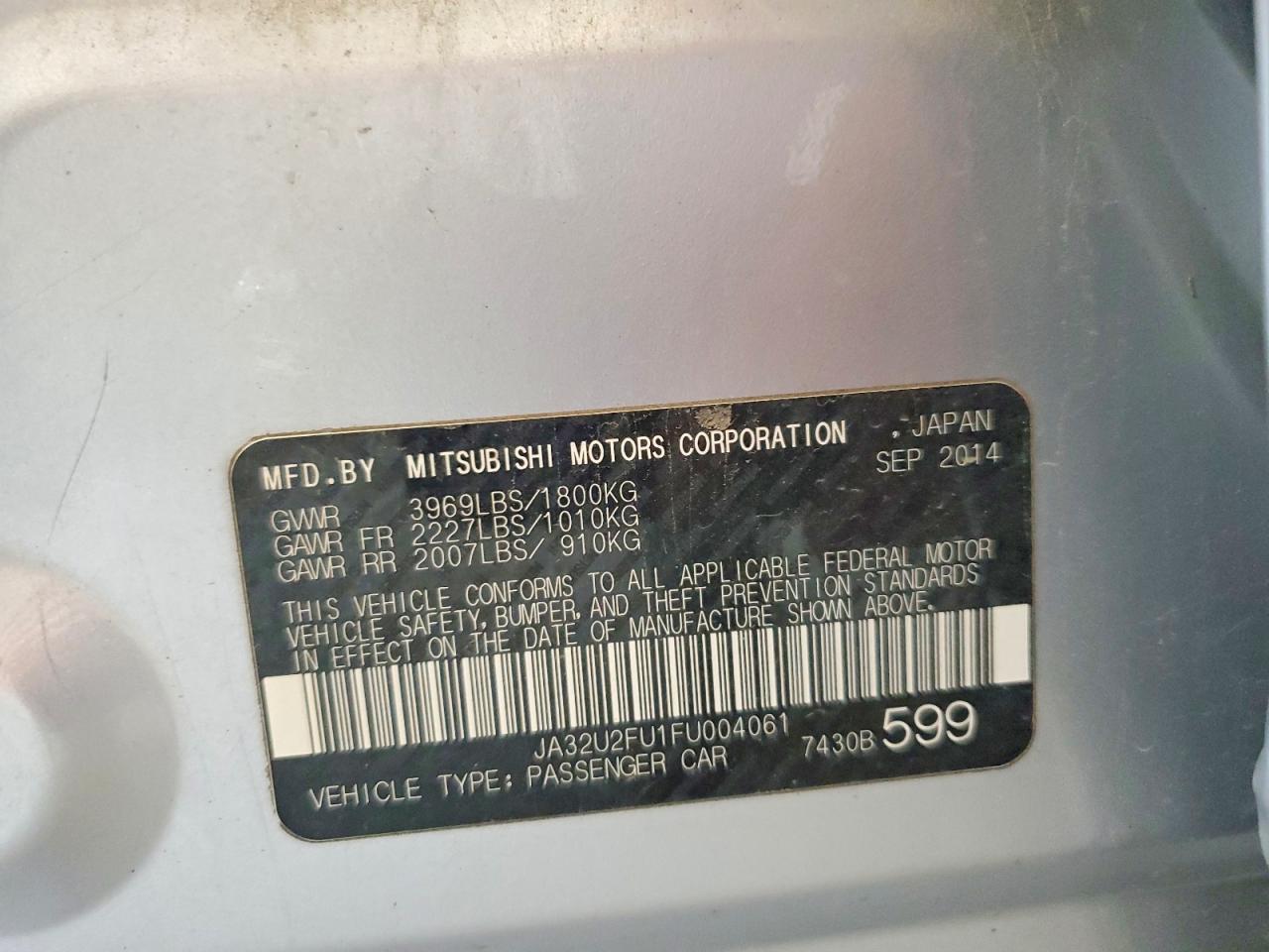 2015 Mitsubishi Lancer Es Silver vin: JA32U2FU1FU004061