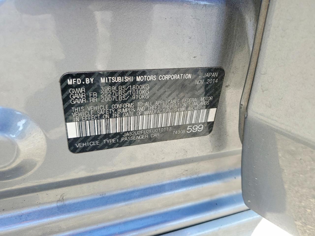 2015 Mitsubishi Lancer Es Silver vin: JA32U2FU2FU010113