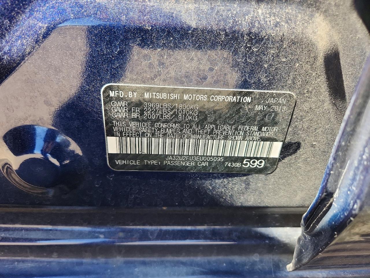 2015 Mitsubishi Lancer Es Blue vin: JA32U2FU3EU005095