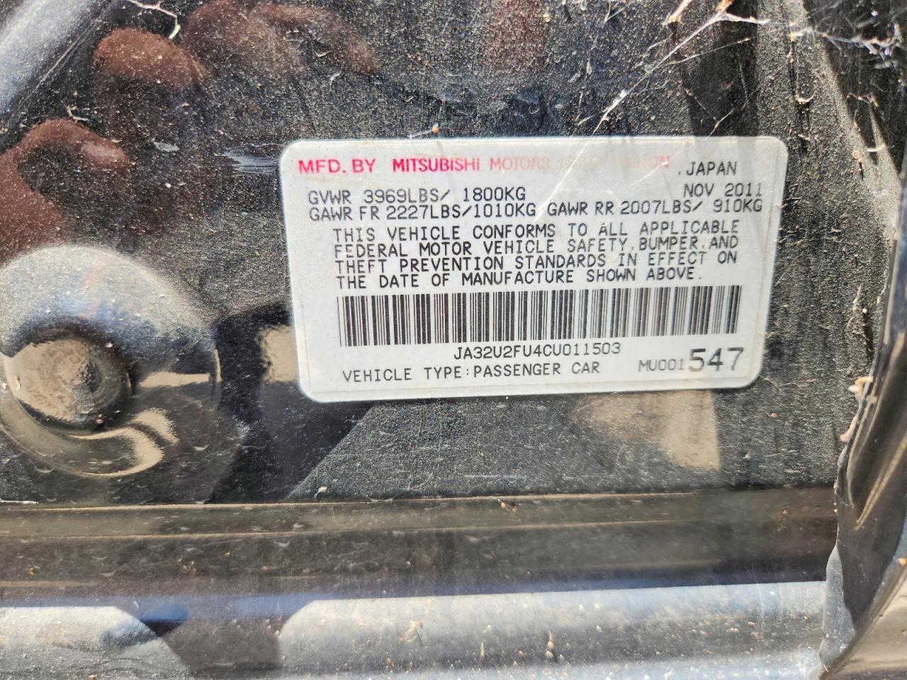 2012 Mitsubishi Lancer Es/es Sport Black vin: JA32U2FU4CU011503