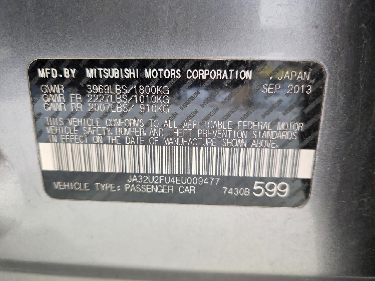2014 Mitsubishi Lancer Es/es Sport Silver vin: JA32U2FU4EU009477